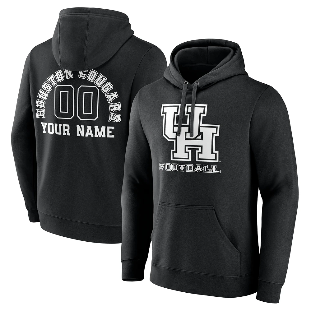 Men's Black Houston Cougars Personalized Name & Number Monochrome Pullover Hoodie