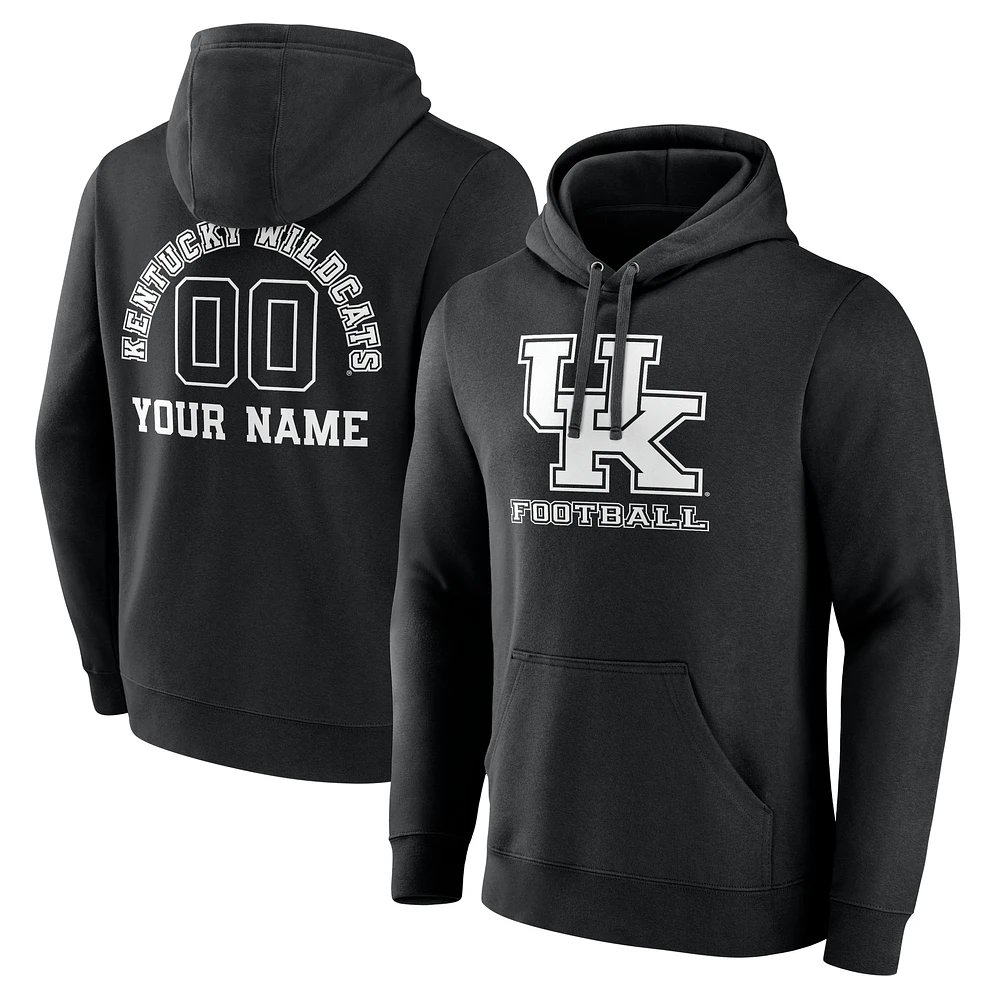 Men's Black Kentucky Wildcats Personalized Name & Number Monochrome Pullover Hoodie