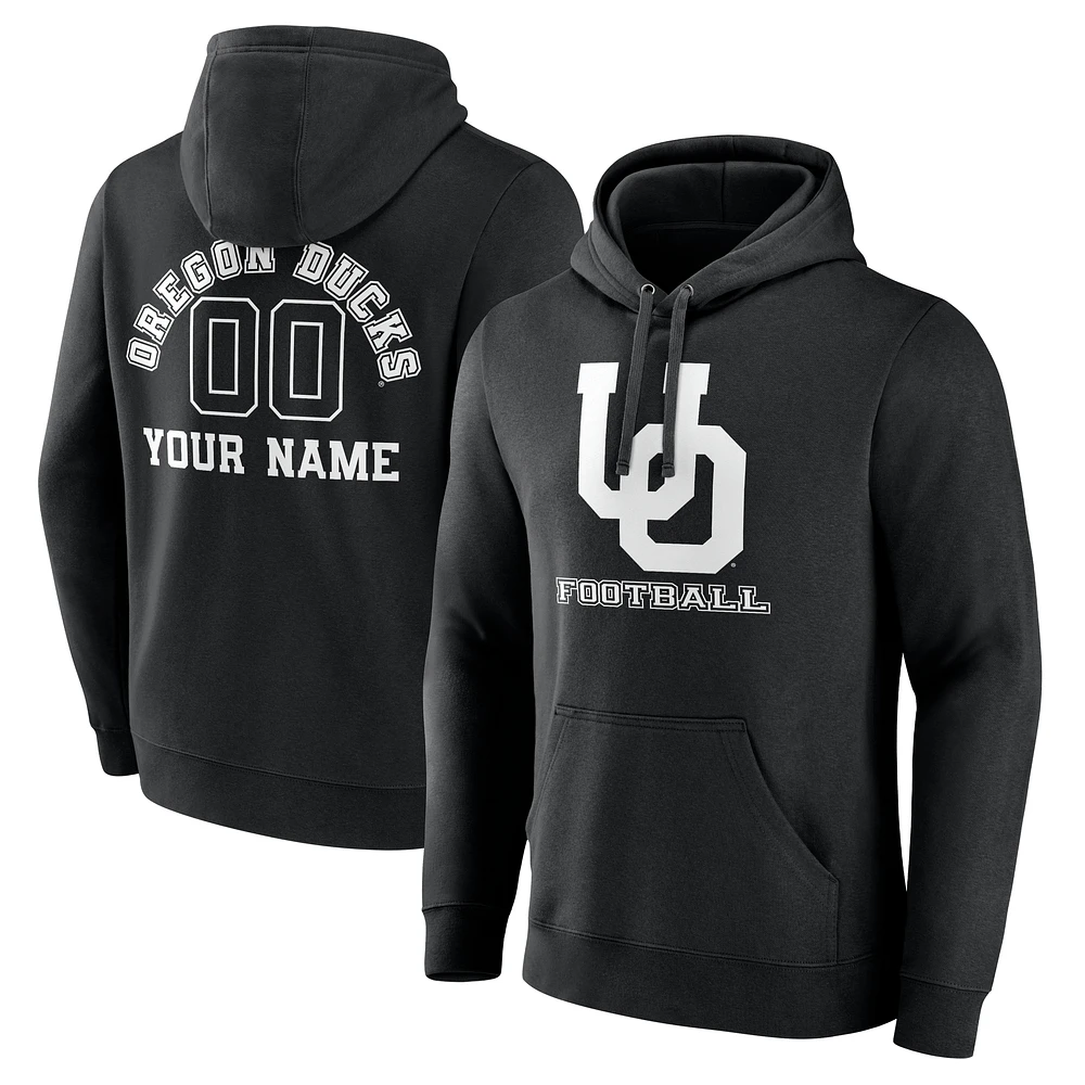 Men's Black Oregon Ducks Personalized Name & Number Monochrome Pullover Hoodie