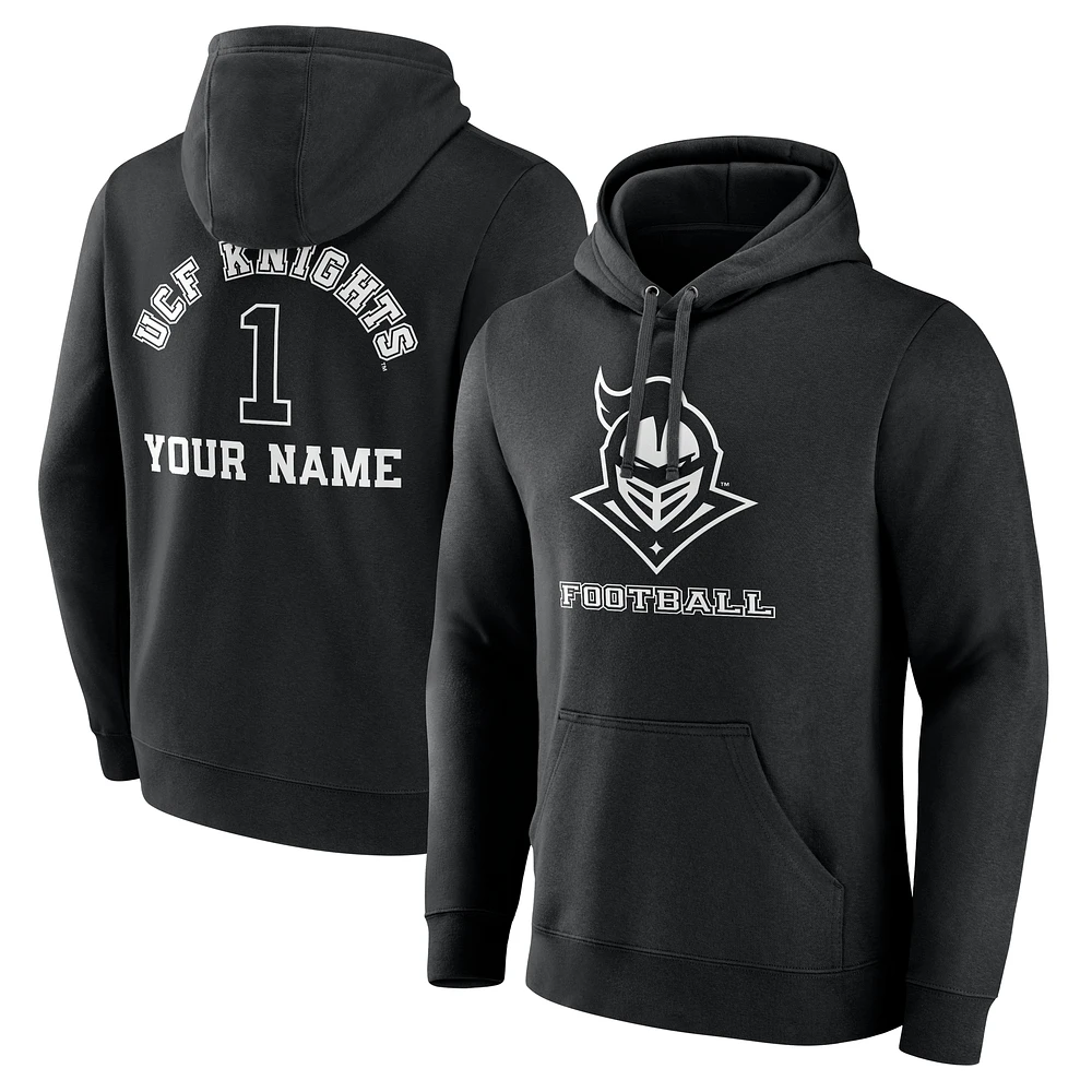 Men's Black UCF Knights Personalized Name & Number Monochrome Pullover Hoodie