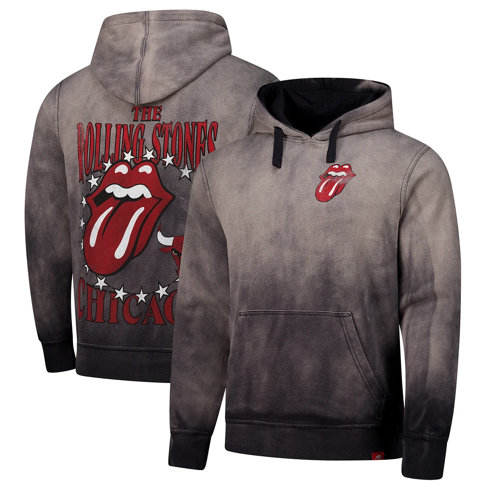 Unisex Sportiqe Gray Rolling Stones x Chicago Bulls Collab Pullover Hoodie