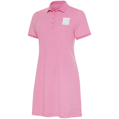 Women's Antigua Pink New York Rangers White Logo Play Through Polo Dress