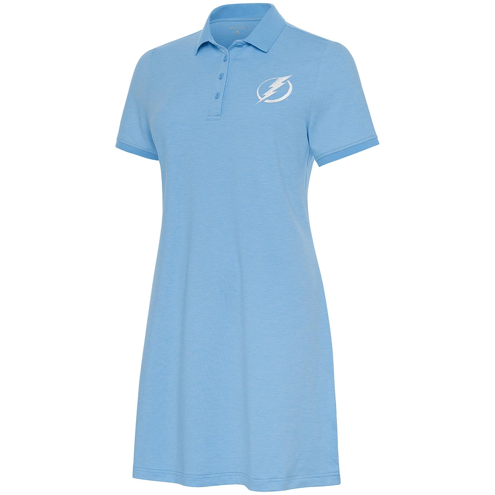 Women's Antigua Light Blue Tampa Bay Lightning White Logo Play Through Polo Dress