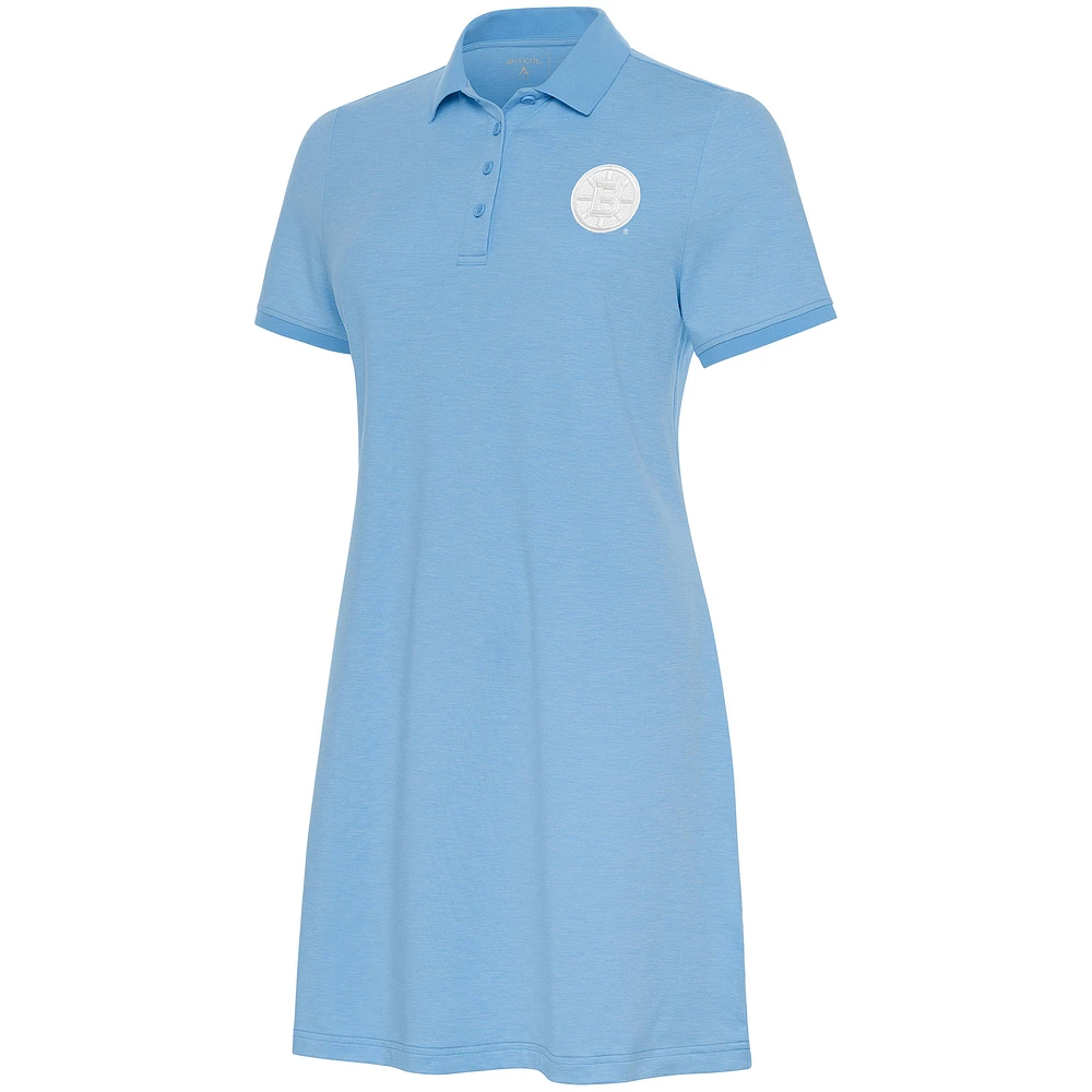 Women's Antigua Light Blue Boston Bruins White Logo Play Through Polo Dress