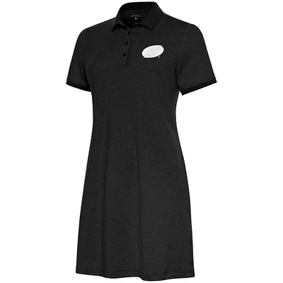 Women's Antigua Black Carolina Hurricanes White Logo Play Through Polo Dress