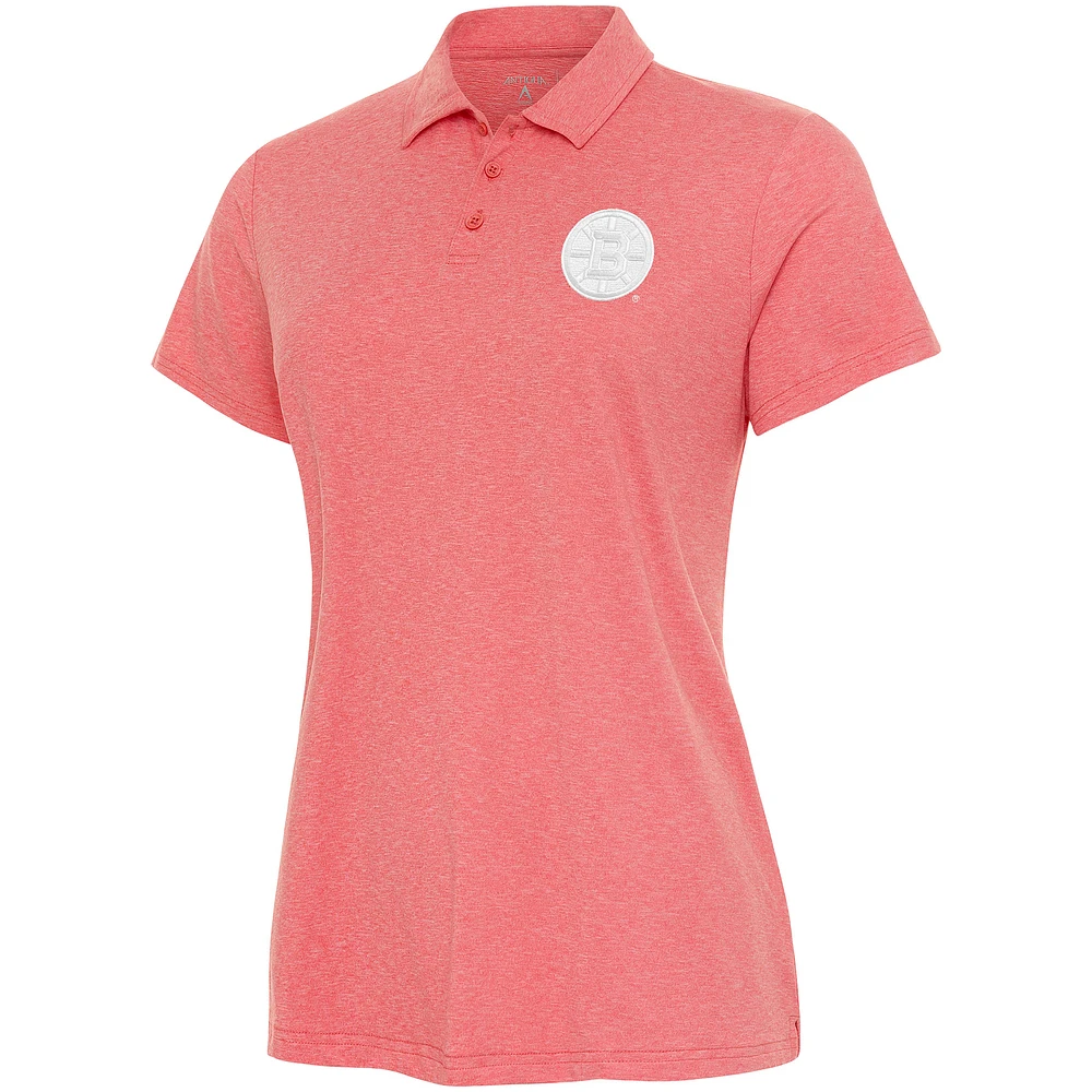 Women's Antigua Coral Boston Bruins White Logo Matter Polo