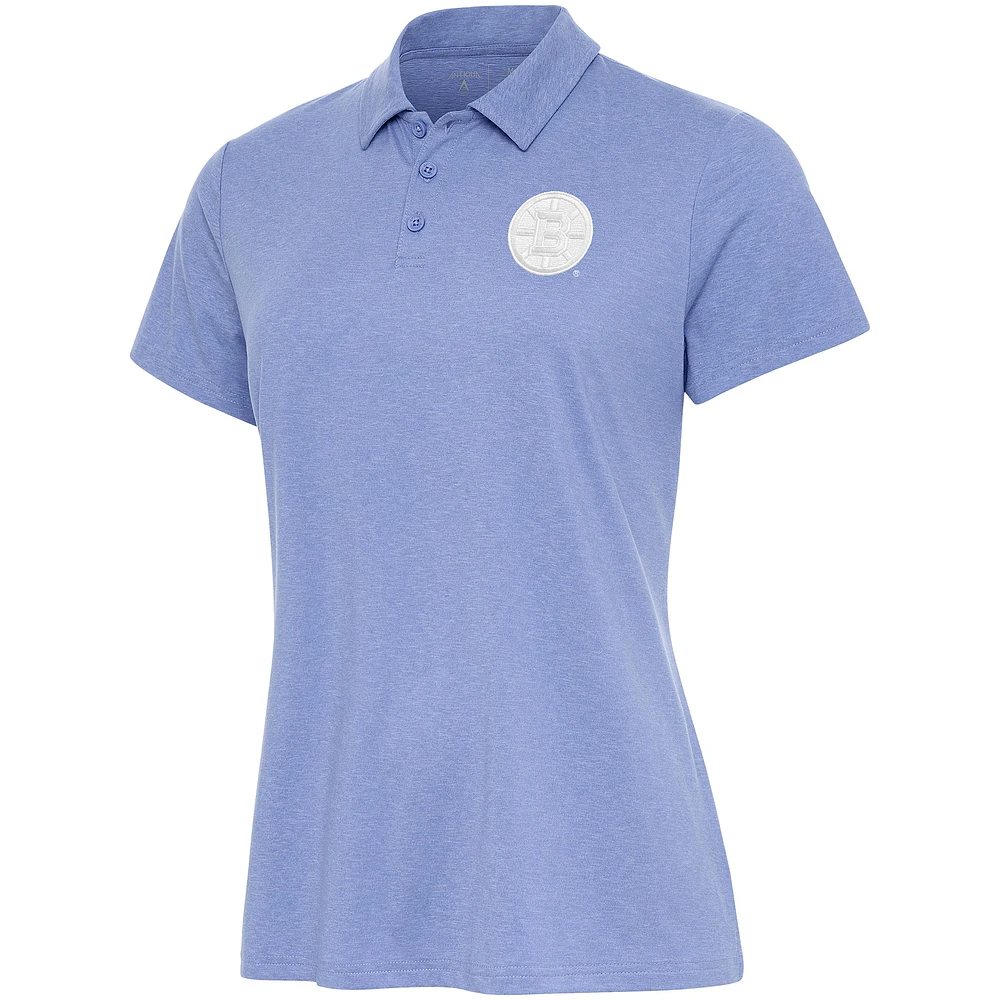 Women's Antigua Lavender Boston Bruins White Logo Matter Polo