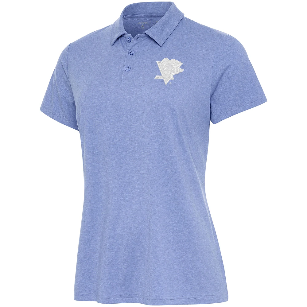 Women's Antigua Lavender Pittsburgh Penguins White Logo Matter Polo