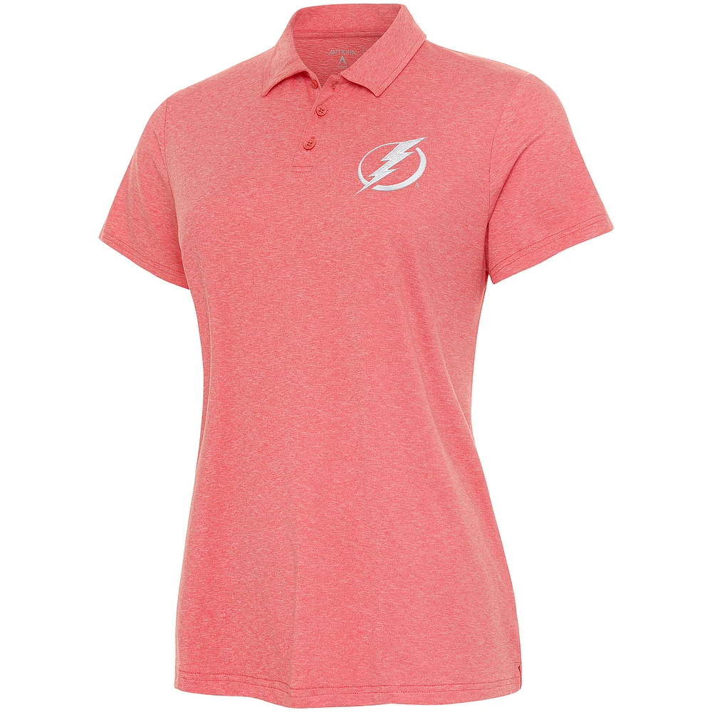 Women's Antigua Coral Tampa Bay Lightning White Logo Matter Polo