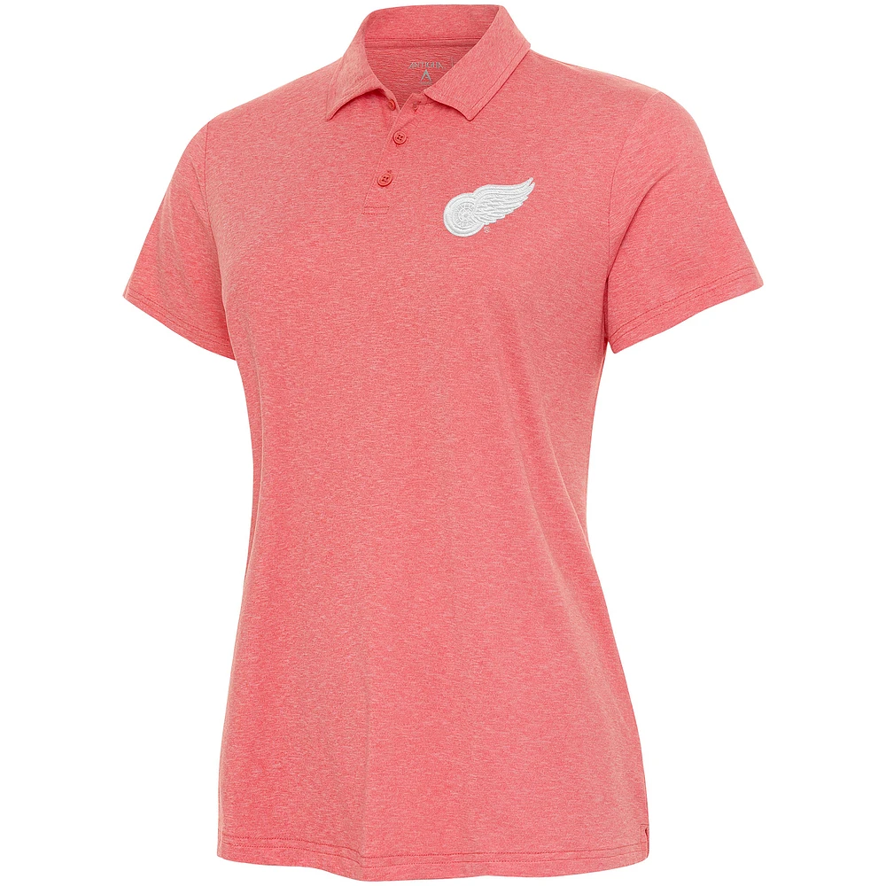 Women's Antigua Coral Detroit Red Wings White Logo Matter Polo