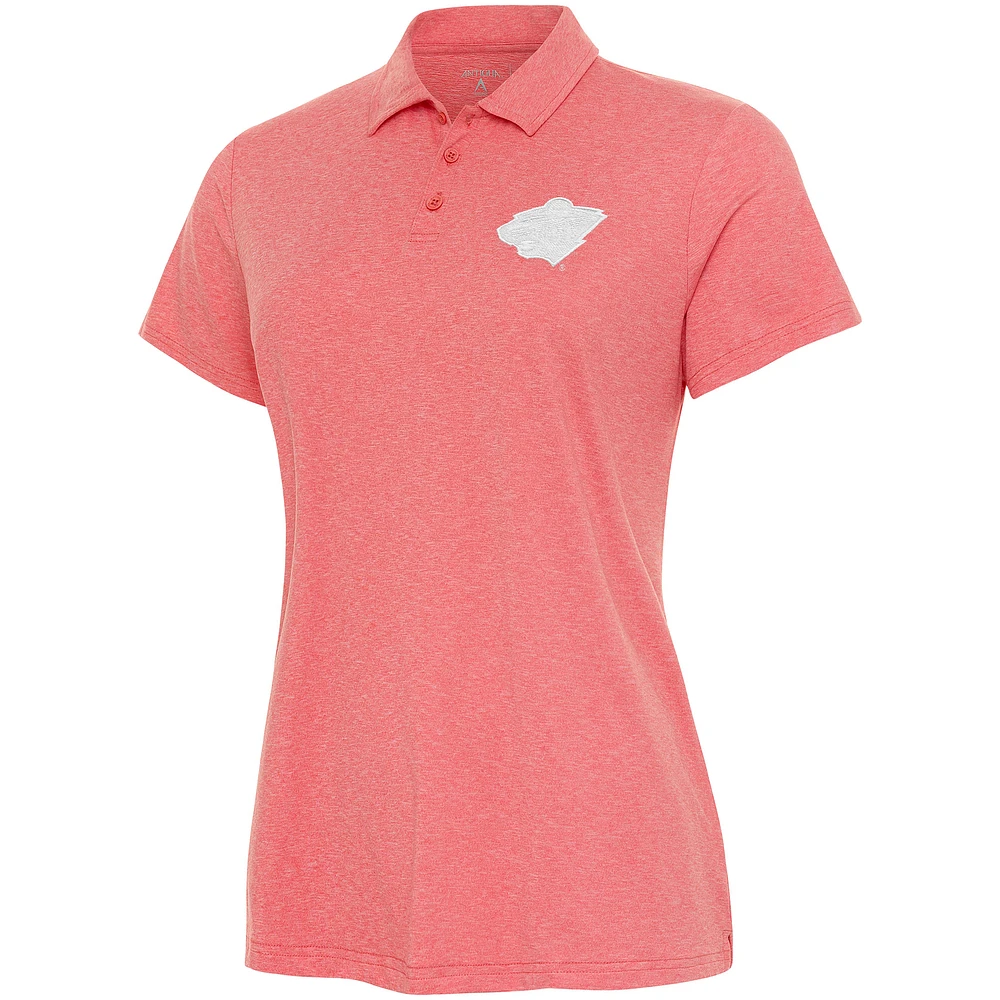 Women's Antigua Coral Minnesota Wild White Logo Matter Polo