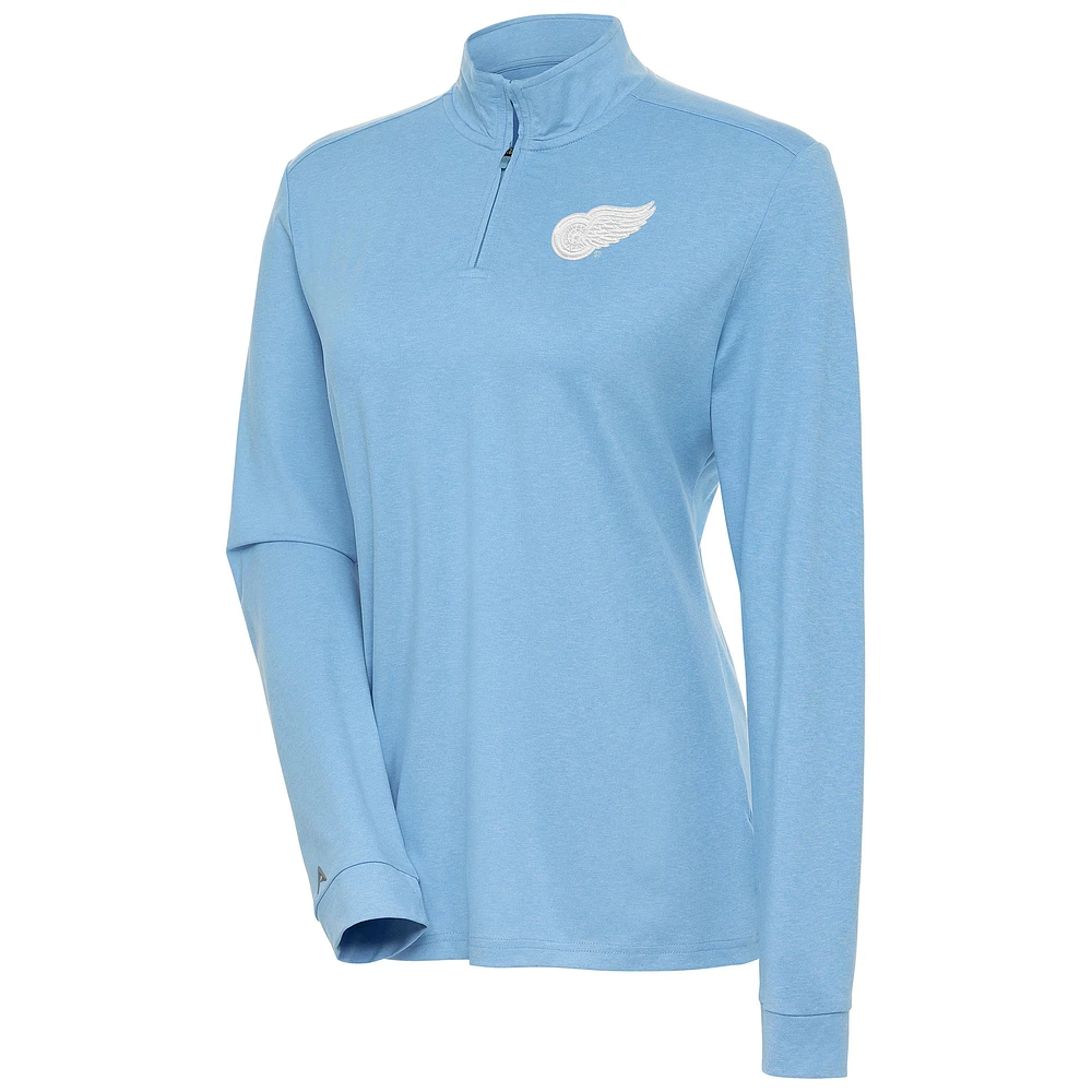 Women's Antigua Light Blue Detroit Red Wings White Logo Mentor Quarter-Zip Jacket