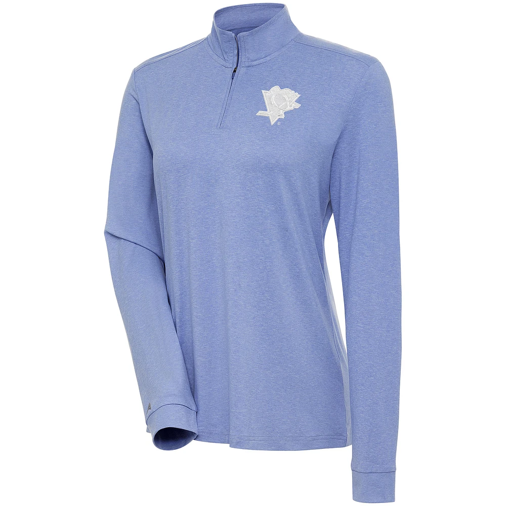 Women's Antigua Lavender Pittsburgh Penguins White Logo Mentor Quarter-Zip Jacket