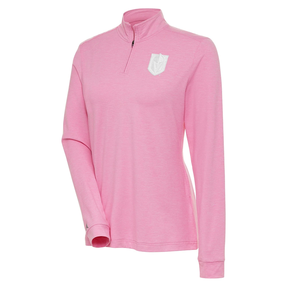 Women's Antigua Pink Vegas Golden Knights White Logo Mentor Quarter-Zip Jacket