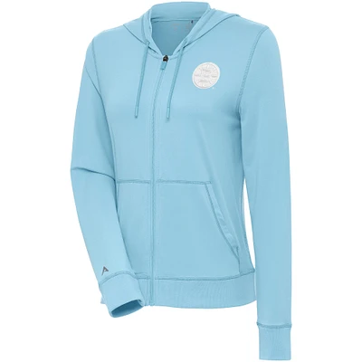 Women's Antigua Powder Blue Boston Bruins White Logo Advance Full-Zip Hoodie