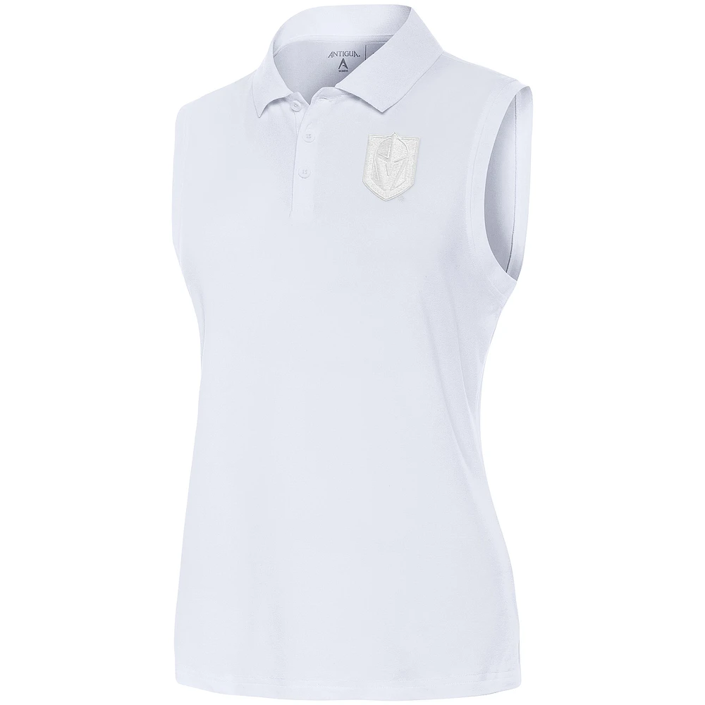 Women's Antigua White Vegas Golden Knights Logo Sleeveless Recap Polo