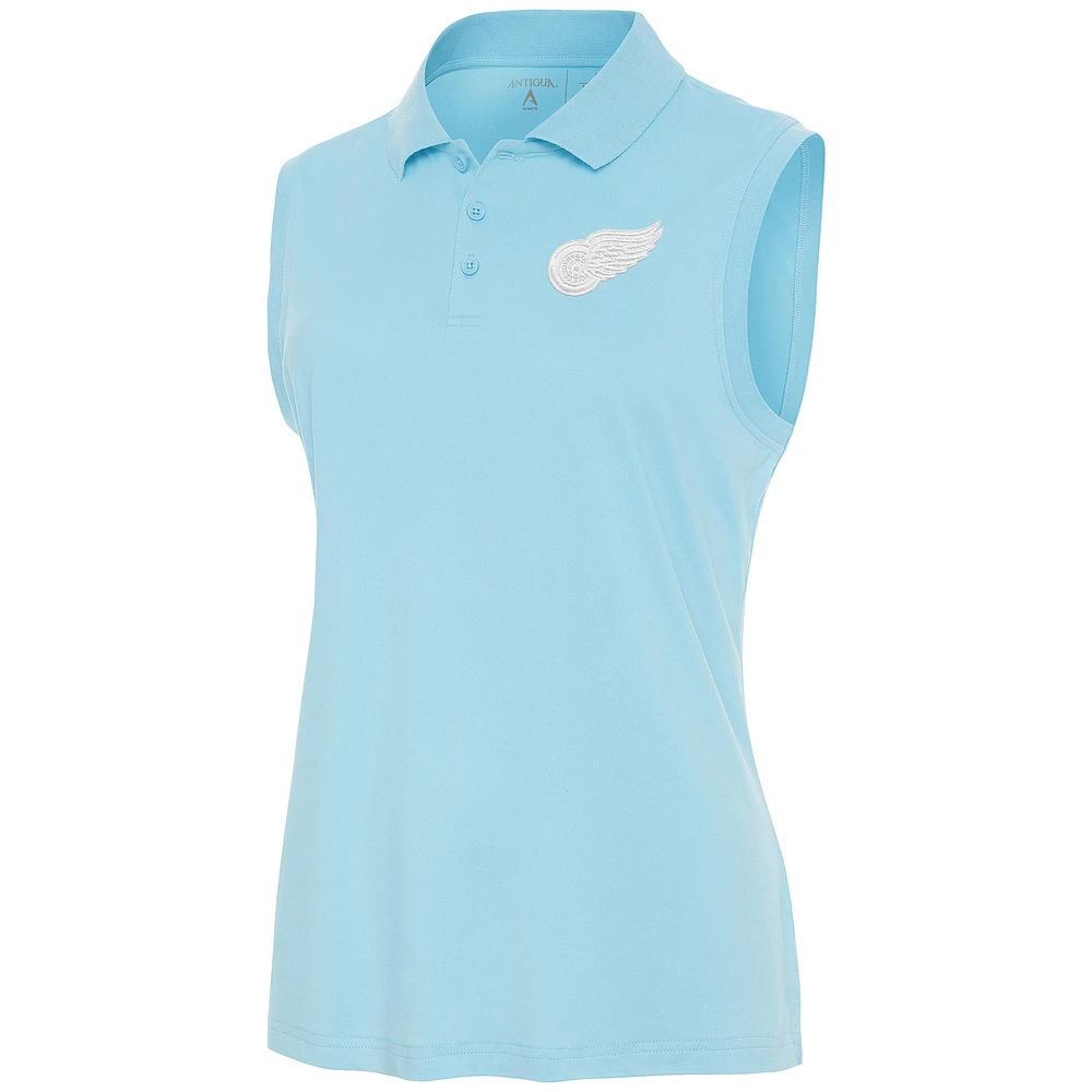 Women's Antigua Powder Blue Detroit Red Wings White Logo Sleeveless Recap Polo