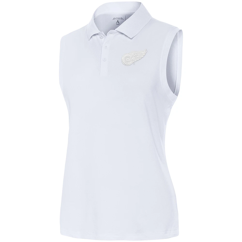 Women's Antigua White Detroit Red Wings Logo Sleeveless Recap Polo