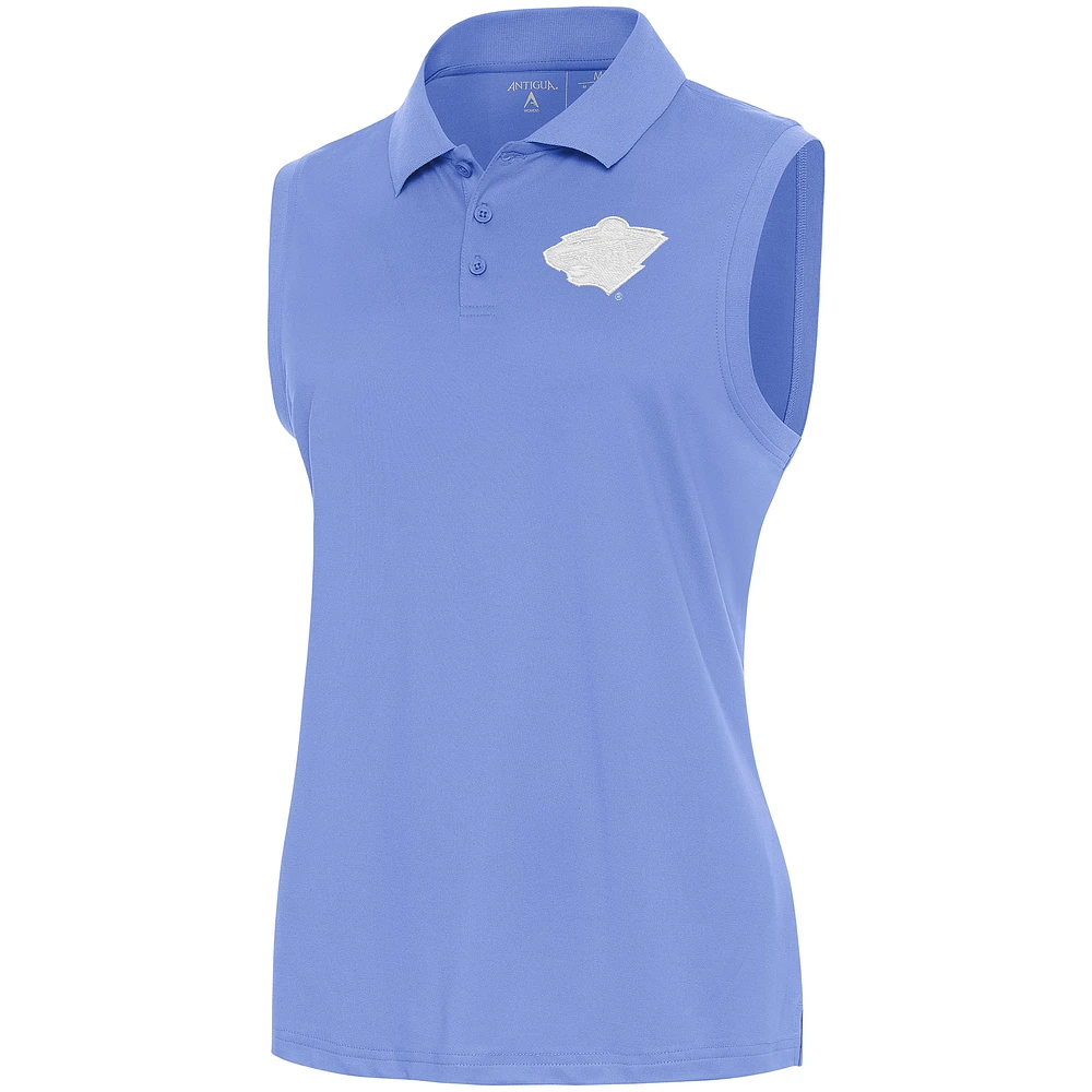 Women's Antigua Lavender Minnesota Wild White Logo Sleeveless Recap Polo