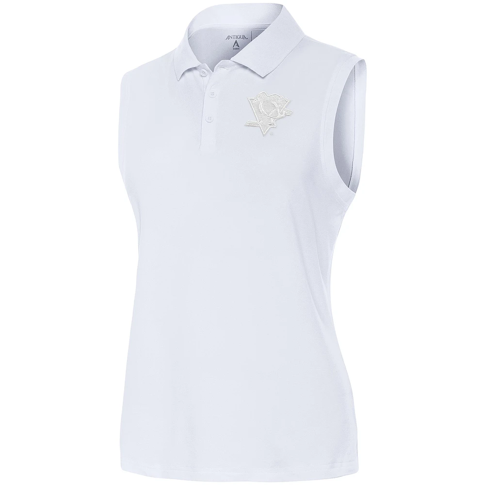 Women's Antigua White Pittsburgh Penguins Logo Sleeveless Recap Polo