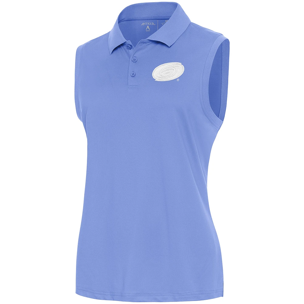 Women's Antigua Lavender Carolina Hurricanes White Logo Sleeveless Recap Polo