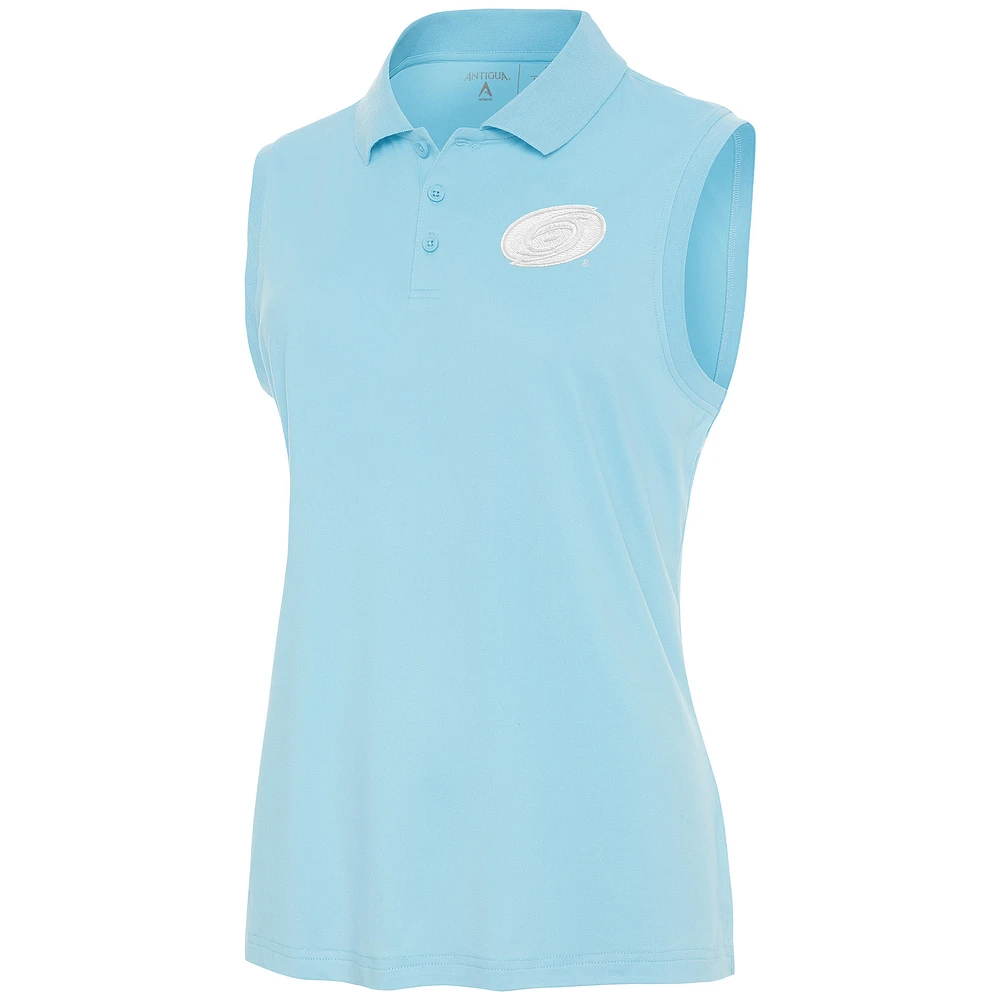 Women's Antigua Powder Blue Carolina Hurricanes White Logo Sleeveless Recap Polo