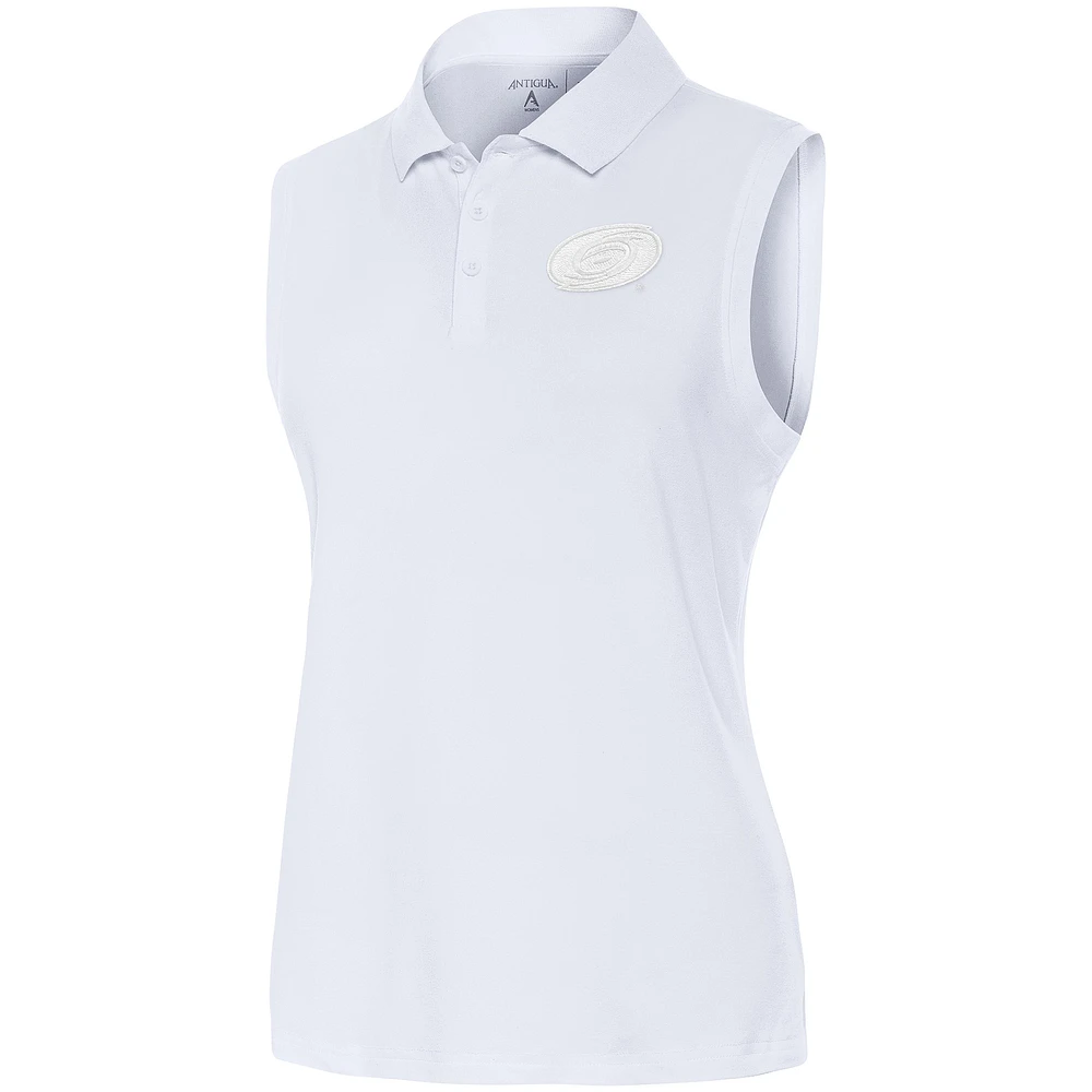 Women's Antigua White Carolina Hurricanes Logo Sleeveless Recap Polo
