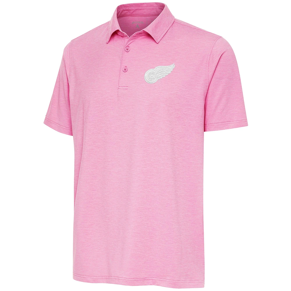 Men's Antigua Pink Detroit Red Wings White Logo Par 3 Polo