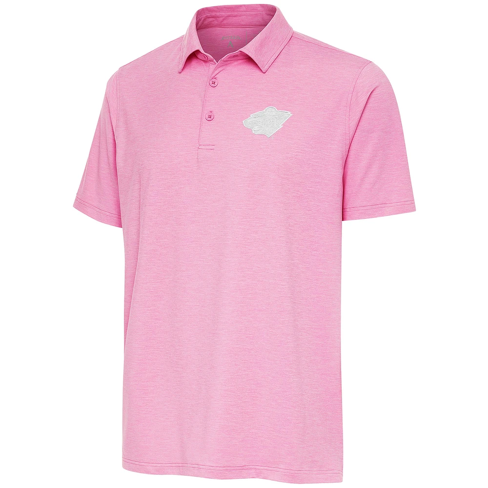 Men's Antigua Pink Minnesota Wild White Logo Par 3 Polo