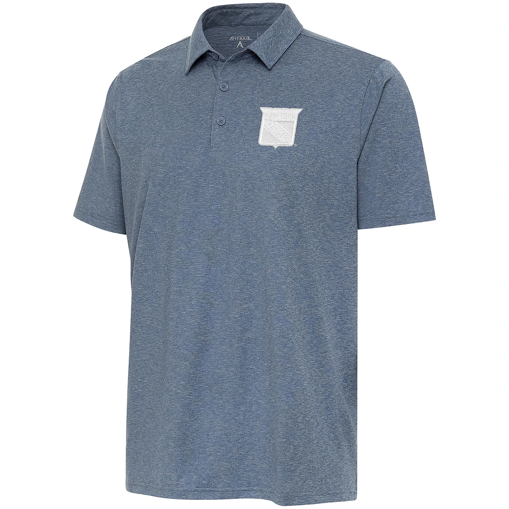 Men's Antigua Heather Navy New York Rangers White Logo Par 3 Polo