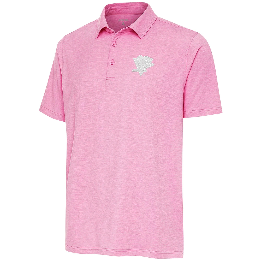 Men's Antigua Pink Pittsburgh Penguins White Logo Par 3 Polo