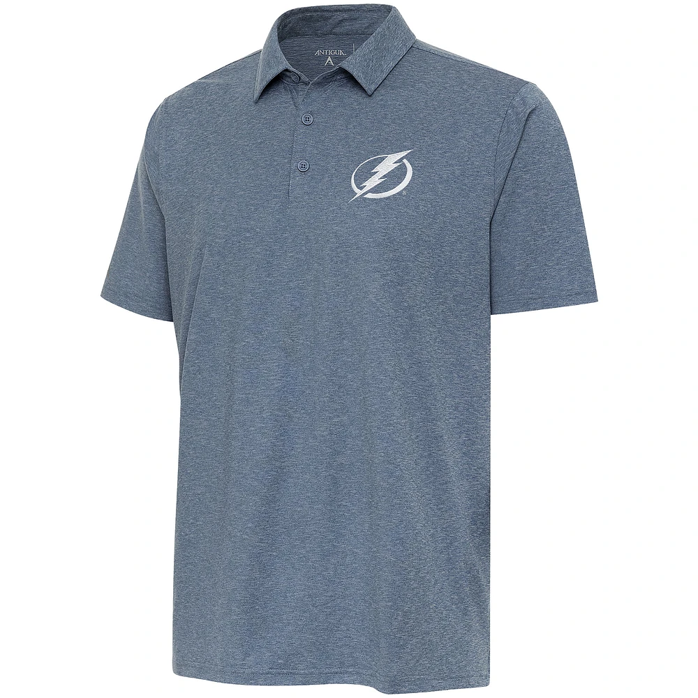 Men's Antigua Heather Navy Tampa Bay Lightning White Logo Par 3 Polo