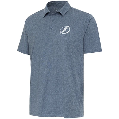 Men's Antigua Heather Navy Tampa Bay Lightning White Logo Par 3 Polo