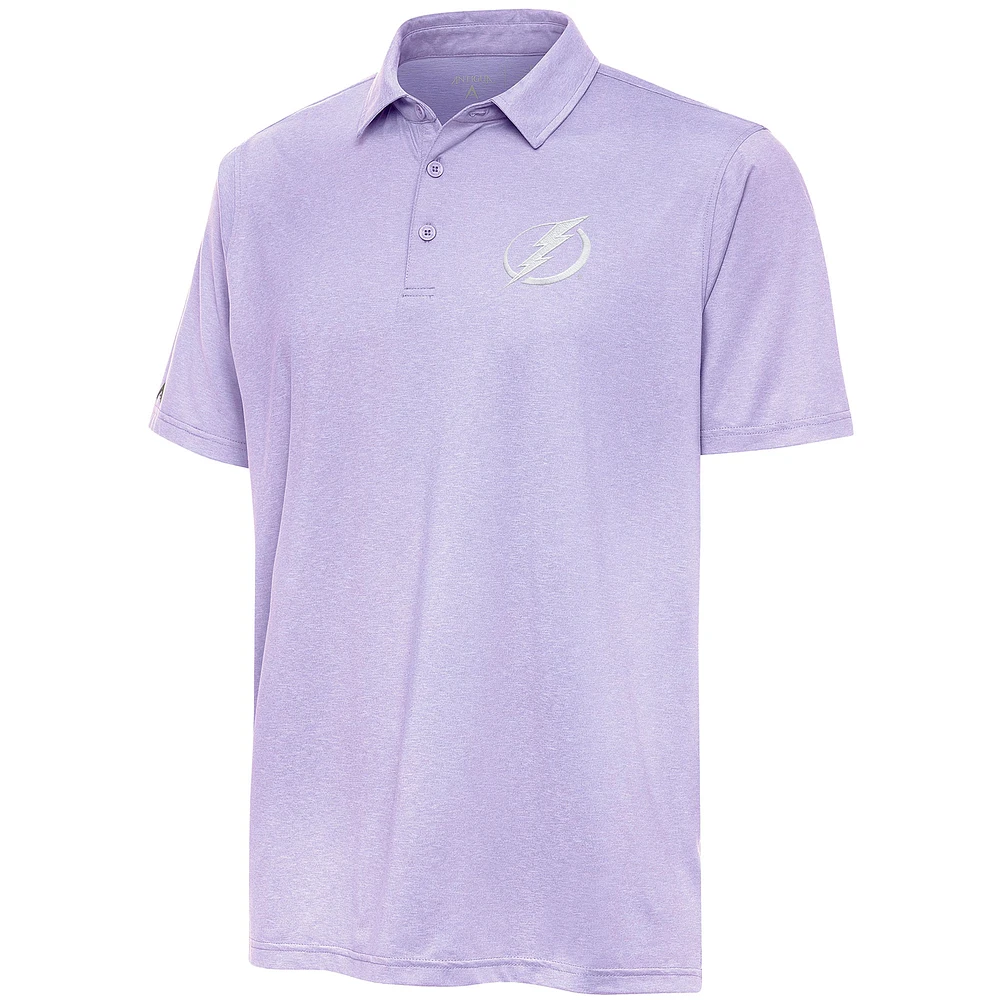 Men's Antigua Lavender Tampa Bay Lightning White Logo Par 3 Polo