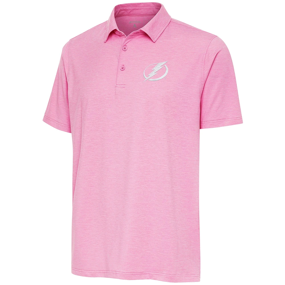 Men's Antigua Pink Tampa Bay Lightning White Logo Par 3 Polo