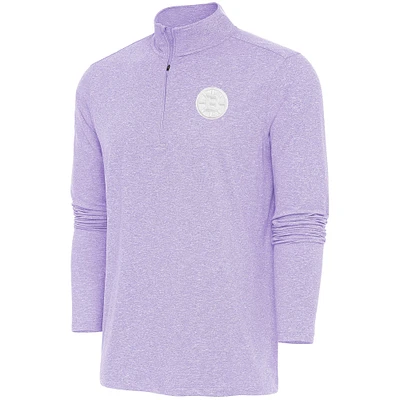 Men's Antigua Lavender Boston Bruins White Logo Hunk Quarter-Zip Pullover