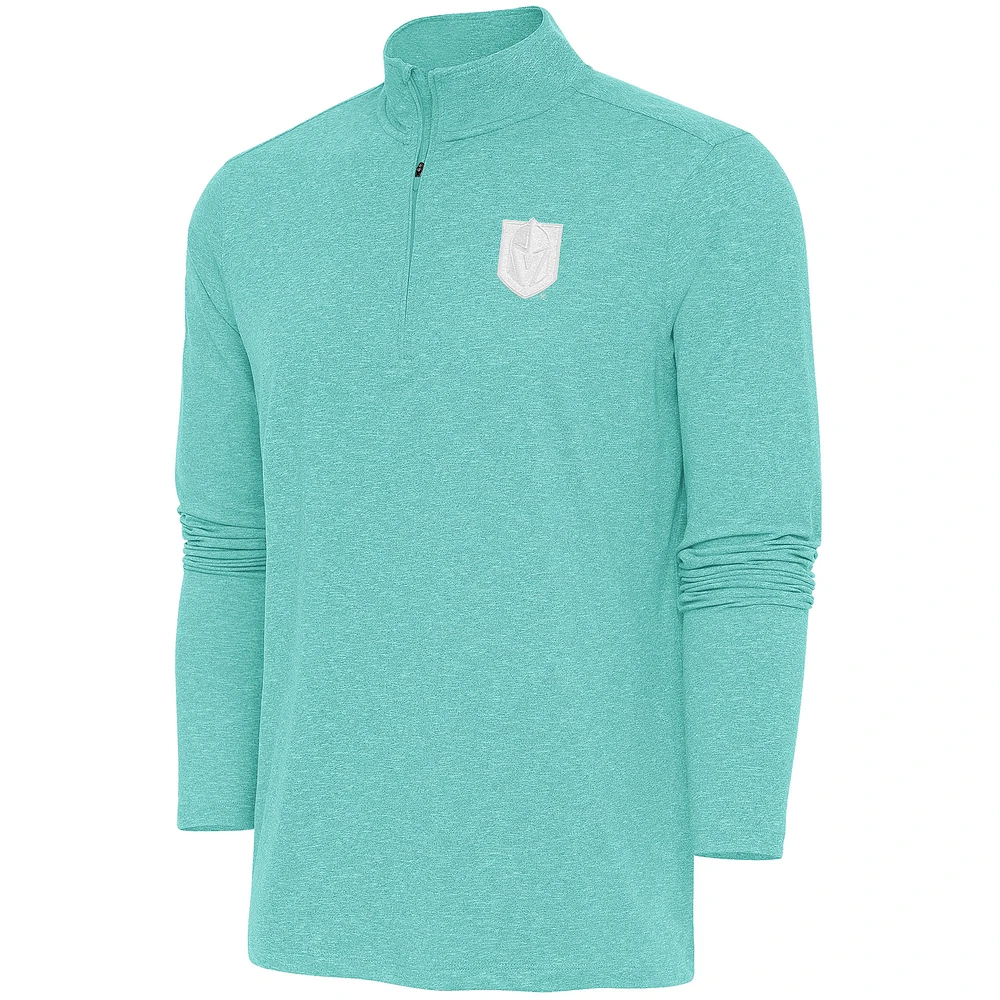 Men's Antigua Mint Vegas Golden Knights White Logo Hunk Quarter-Zip Pullover
