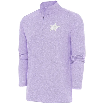 Men's Antigua Lavender Dallas Stars White Logo Hunk Quarter-Zip Pullover