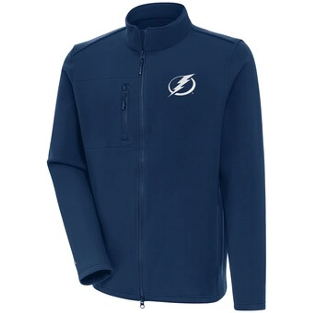 Men's Antigua Navy Tampa Bay Lightning White Logo Objection Full-Zip Jacket