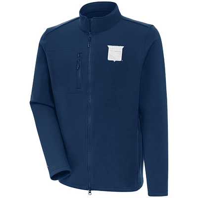 Men's Antigua Navy New York Rangers White Logo Objection Full-Zip Jacket