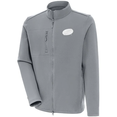 Men's Antigua Gray Carolina Hurricanes White Logo Objection Full-Zip Jacket