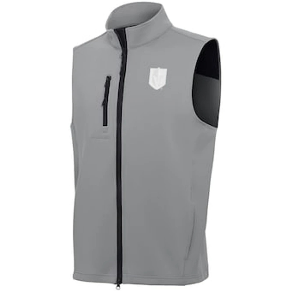 Men's Antigua Gray Vegas Golden Knights White Logo Demand Full-Zip Vest