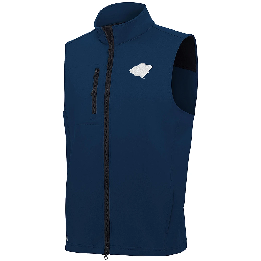 Men's Antigua Navy Minnesota Wild White Logo Demand Full-Zip Vest