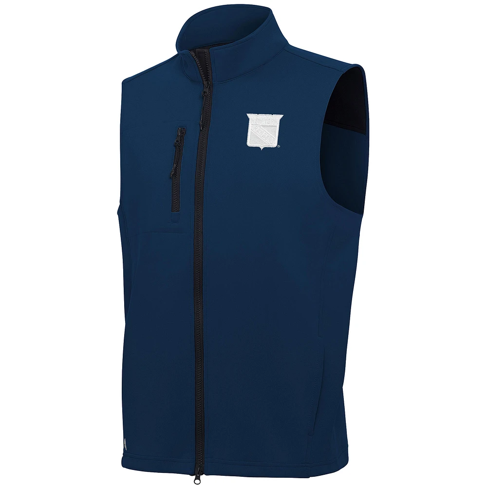 Men's Antigua Navy New York Rangers White Logo Demand Full-Zip Vest