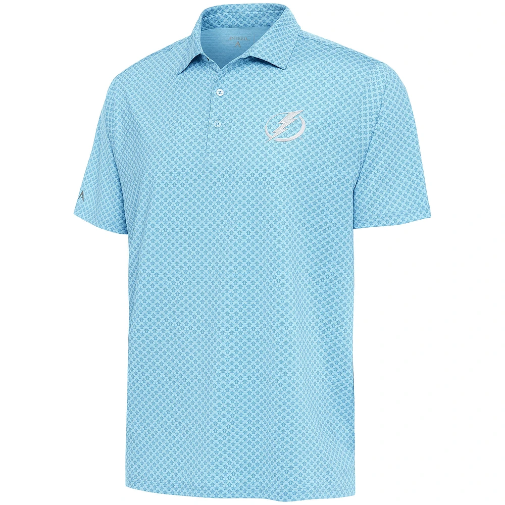 Men's Antigua Blue Tampa Bay Lightning White Logo Dawdle Polo