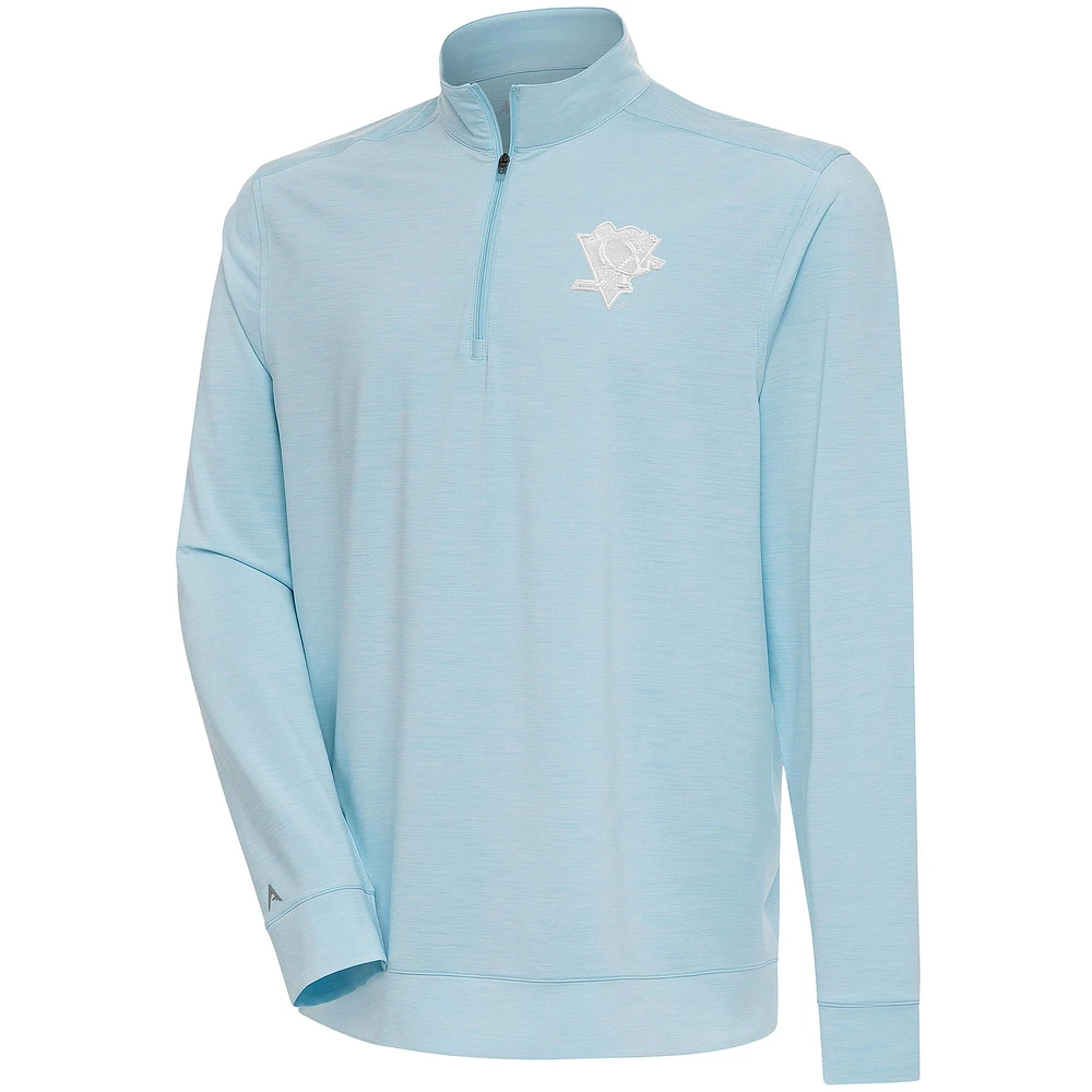 Men's Antigua Powder Blue Pittsburgh Penguins White Logo Bright Quarter-Zip Pullover