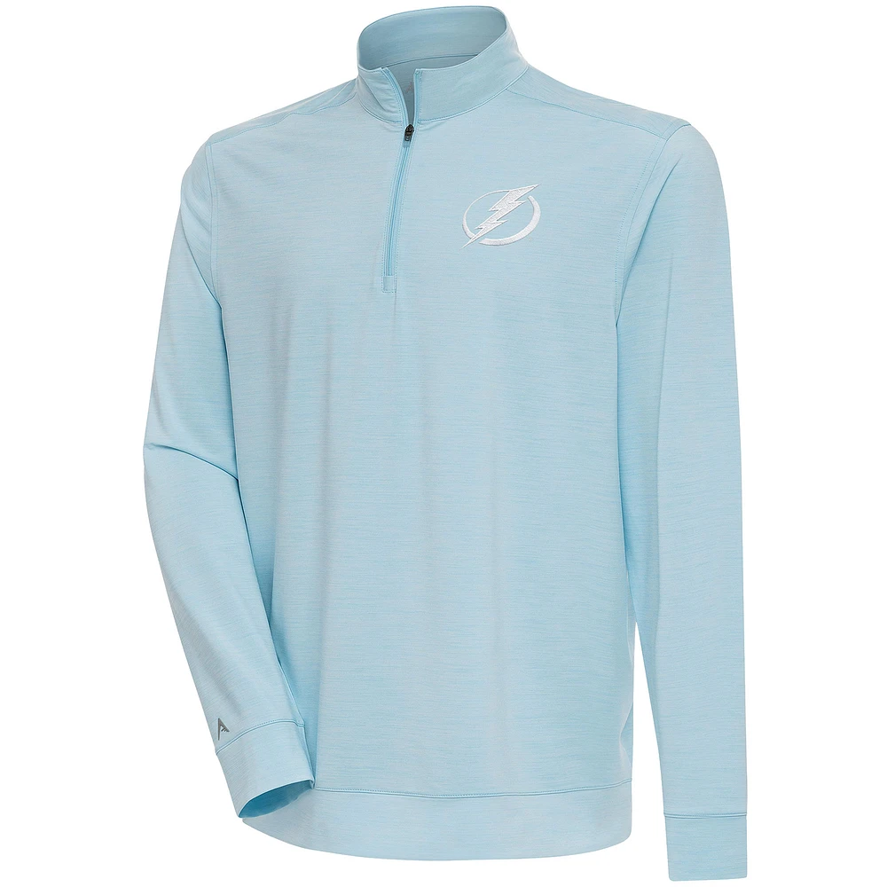 Men's Antigua Powder Blue Tampa Bay Lightning White Logo Bright Quarter-Zip Pullover
