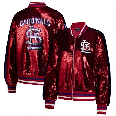 Women's The Wild Collective Red St. Louis Cardinals Sequin Full-Zip Bomber Jacket