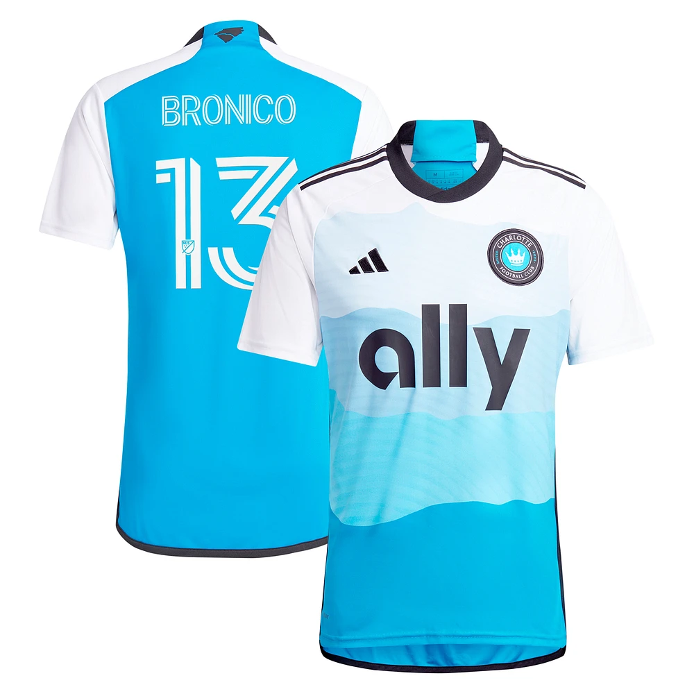 Men's adidas Brandt Bronico Blue Charlotte FC 2024 The Carolina Kit: Explore Replica Player Jersey