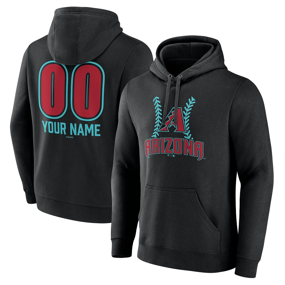 Men's Black Arizona Diamondbacks Personalized Name & Number Fastball Pullover Hoodie